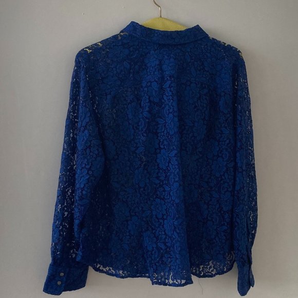 J Crew Blue Lace Button-down Shirt Size 24 - Picture 5 of 5